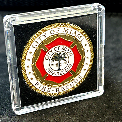 #ad MIAMI City of Miami FL quot;Fire Rescue Departmentquot; Challenge Coin 40mm w case NEW $13.98