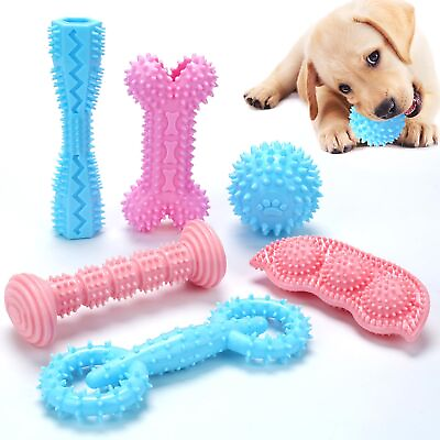 #ad 6 Pack Puppy Chew Toys for Teething Interactive Pink Blue Small Dog Enrichme... $22.10