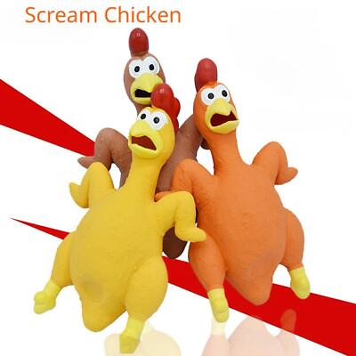 #ad Screaming Chicken Pet Dog Toy Novelty Squeaky Squeaker Chew Bite Gift Rubber Toy $5.00