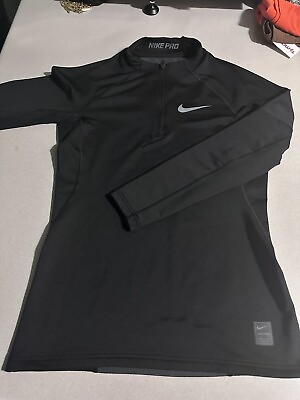 #ad Nike Pullover Mens Small Black 1 4 Half Zip Long Sleeve Workout Pro Dri Fit $29.00