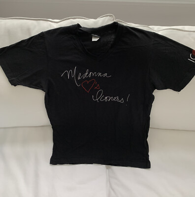 #ad Madonna Shirt Fan Club Loves Iconers Icon Womens T Black Top Size S NEW Promo $7.82