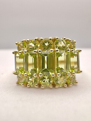 #ad Designer 10k Yellow Gold Emerald amp; Round Cut Green Peridot Ring $225.00