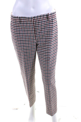 #ad Theory Womens Plaid Print Mid Rise Straight Leg Trousers Pants Multicolor Size 6 $52.45