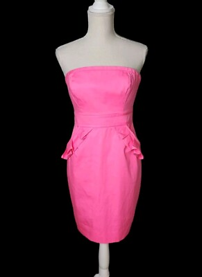 #ad J. Crew Size 2 Women#x27;s Hot Pink Bodycon Ruffle Sleeveless Dress See Description $28.90
