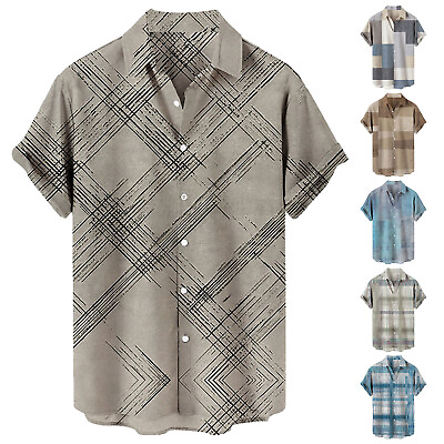 #ad Mens Casual Hawaiian Shirts Short Sleeve Button Down Beach Shirt Tropical Blouse $15.39