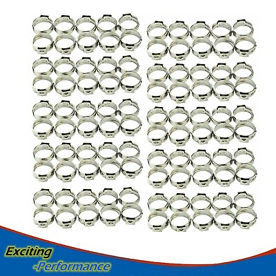 #ad 100 Pieces Stainless Steel 1 2quot; PEX Ear Clamp Cinch Rings Crimp Pinch Fitting $16.66