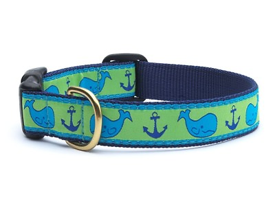 #ad Up Country Dog Collar Blue Whale Design Adjustable Made In USA XS S M L XL XXL $24.00