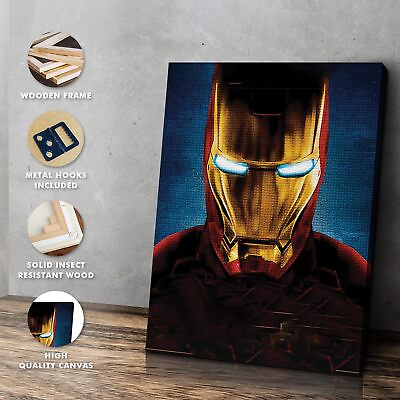 #ad Iron Man Wall Art Canvas Decor Themed HD Printed amp; Wooden Framed Wall Art $21.99