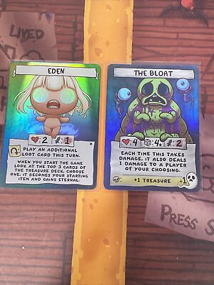 #ad Binding of Isaac Four Souls Promo Cards Holo Foil GREEN The Bloat LONG HAIR Eden $60.74