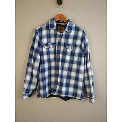 #ad Boston Traders Mens Fleece Lined Button Up Shacket Jacket Sz XL Blue White Plaid $33.99