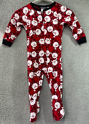 #ad #followme Babies Santa Clause One Piece Full Zip Soft Fleece Pajamas Size 24 M $4.54