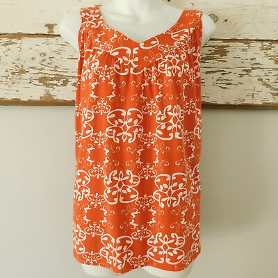 #ad Style amp; Co Women#x27;s Plus Size 2X Cotton Orange Floral Tank Sleeveless Top $13.50