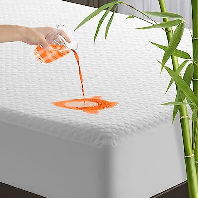 #ad King Size Bed Waterproof Mattress Protector Cooling Water Proof Bamboo Matt... $53.13