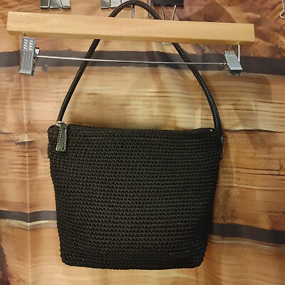 #ad The Sak Women#x27;s Black Crochet Knit Shoulder Bag Purse OS $25.00
