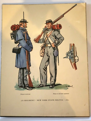 #ad 7th Regiment New York State Militia 1861 9x5 Print with 2 Privates and Uniforms. $19.99