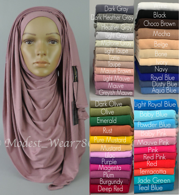 #ad Premium Cotton Jersey Maxi Hijab Scarf Shawl Wrap Islam Muslim 180X80cm $12.99