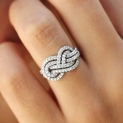 #ad 925 Silver Filled Cubic Zircon Ring Women Elegant Jewelry Wedding Gift Sz 6 10 C $3.55