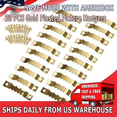 #ad 20x Sawtooth Picture Frame Wall Hangers Hardware Hanging Set with 40 Screws $4.99