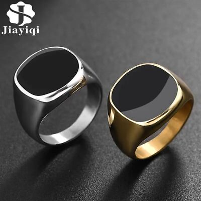 #ad Stainless Steel Smooth Punk Rings Men Fashion Jewelries Wedding Bands Ring 1pc $13.93