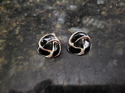 #ad Black and Faux Gold Earrings $10.99