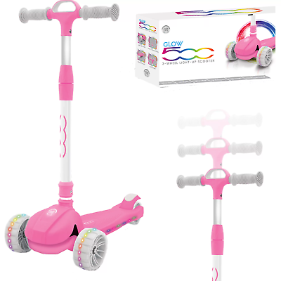 #ad Kids Fiat Youth Glow Kick Scooter in Pink For boys and Girls Ages 3 8 Years $54.99
