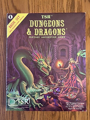 #ad NM DUNGEONS amp; DRAGONS BASIC SET 1981 TSR With Sealed Dice amp; Crayon $499.00