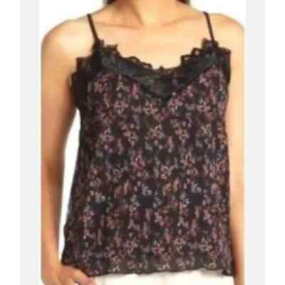 #ad Everleigh Womens Camisole Cami Top Black Floral Spaghetti Strap Lace L New $19.99