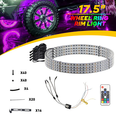 #ad 4x 17.5#x27;#x27; RGB Wheel Ring Lights LED Light For Truck Car Rim Lights Bluetooth APP $99.99