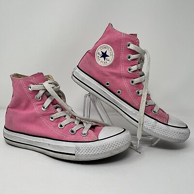#ad Converse All Star Chuck Taylor High Top Shoes Sneakers Lace Up Color Pink Size 4 $22.13