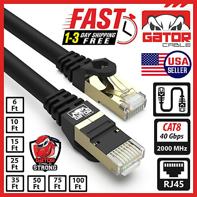 Cat 8 Ethernet RJ45 Cable Super Speed 40Gbps Patch LAN Network Gold Plated Lot $37.99