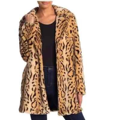 #ad New Love Token Faux Fur Tiger Animal Print Plush Coat Jacket Size S $149.00
