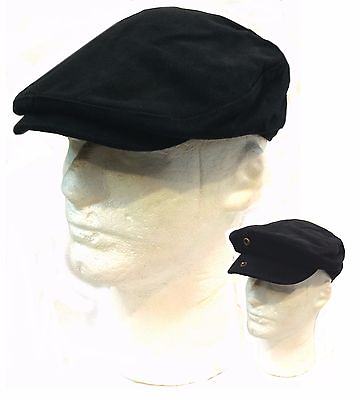 #ad IVY Newsboy Cabbie Golf Driving Heavy Brushed Cotton Black Hat with Front Snap $13.99