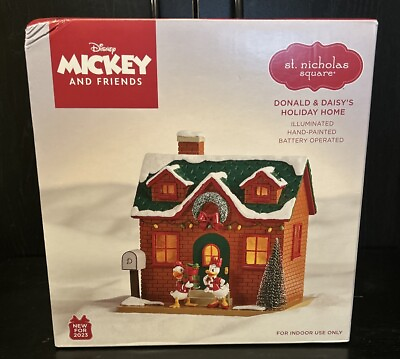 #ad St. Nicholas Square Disney Mickey Mouse Donald amp; Daisy#x27;s Holiday Home NEW $119.99
