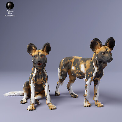 #ad Breyer size artist resin companion animal figurine african wild dog puppies GBP 110.00
