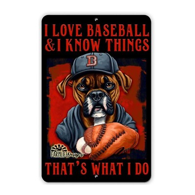 Boxer Dog Baseball Sign 8quot;x12quot; Funny Handmade Sign $18.66