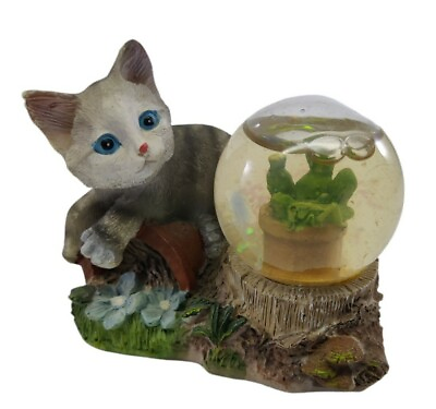 #ad Cat Kitten Resin Small Figurine with Water Globe $89.58