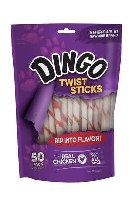 #ad Dingo Twist Sticks Rawhide Chews Made With Real Chicken 4x 50 Count 200 Total $34.99
