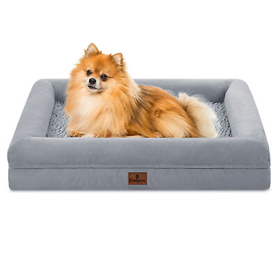 #ad #ad Gray Medium Orthopedic Dog Bed Memory Foam Bolster Pet Sofa with Removable Cover $38.98