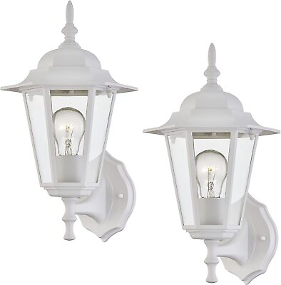 #ad 15quot; Aluminium Alloy White Outdoor Wall Light Fixture for Porch Garage Set of 2 $56.99