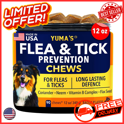 #ad Flea Tick And All Dogs Prevention Natural Chewable Dog Control Made Usa 100% $25.99