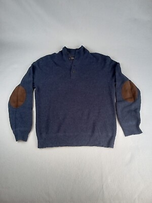 #ad Ralph Lauren Polo Mens 1 4 Button Up Sweater Sz Medium Navy Wool Italian Yarn $30.00