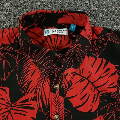 #ad Tori Richard Uniform Shirt Mens Large Red 1 2 Button Up Casual Hawaiian Camp $22.99