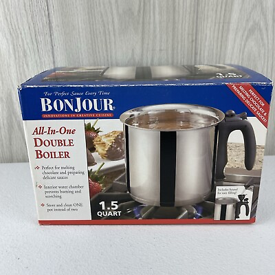 #ad Brand New BonJour All In One Double Boiler 1.5 Quart Stainless Steel $51.38