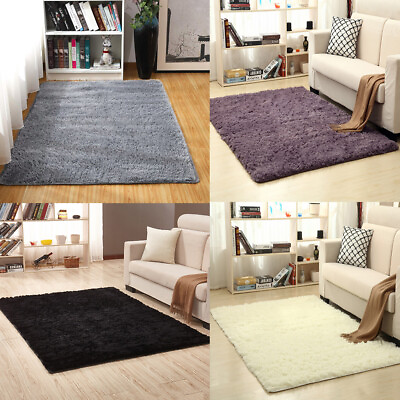 #ad Fluffy Rugs Anti Skid Shaggy Area Rug Carpet Rectangle Floor Mat Home Bedroom $12.59