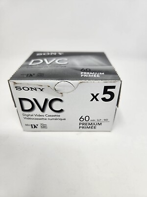 #ad Sony MiniDV Tape 5 Pack DVM60PRRJ  Hard to Find PREMIUM TAPE in SEALED PACKAGE $29.95