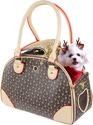 Fashion Dog Carrier PU Leather Dog Handbag Dog Purse Cat Tote Bag Pet Cat Dog Hi $82.26