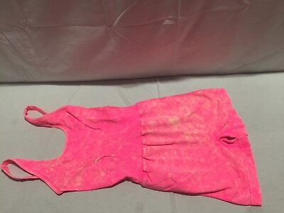 #ad J330 ZENANA Acid Wash Athletic Romper Neon Pink Womens Size L XL $15.00