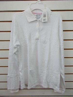 #ad Girls IZOD White Long Sleeved Uniform Polo Shirt Size 10.5 12.5 18.5 $12.00
