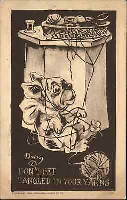 #ad #ad Dwig Dog Tangled in Yarn Sewing Thread Scissors c1910 Vintage Postcard $8.90
