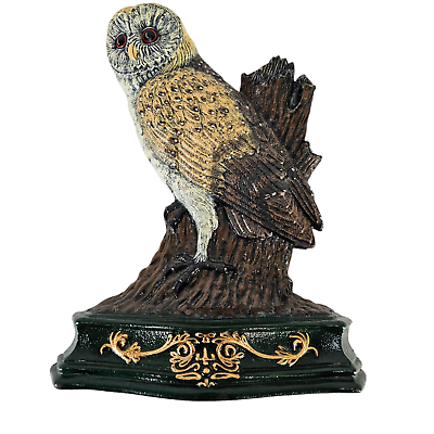 #ad Vintage Barn Owl Cast Iron Figure Doorstop Painted Bird Figurine Door Stop 13quot;H $50.00